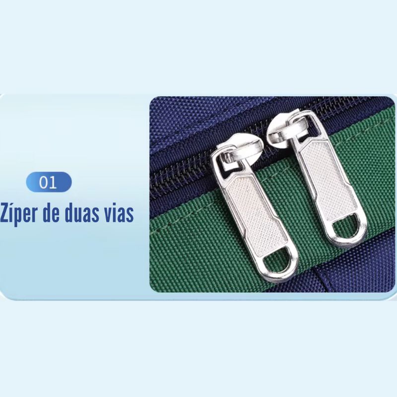 Detalhes do Zíper da Mochila Menino 