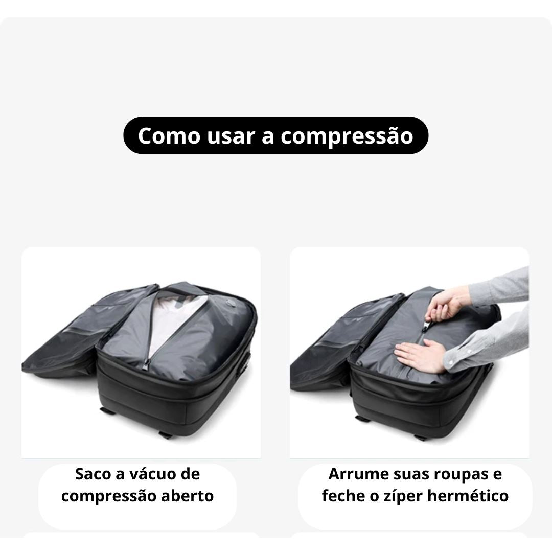 Airback Mochila De Compressão a Vácuo + Bomba de Compreção [Mochila Masculina] - Airback Mochila De Compressão a Vácuo Bagagem VIP 