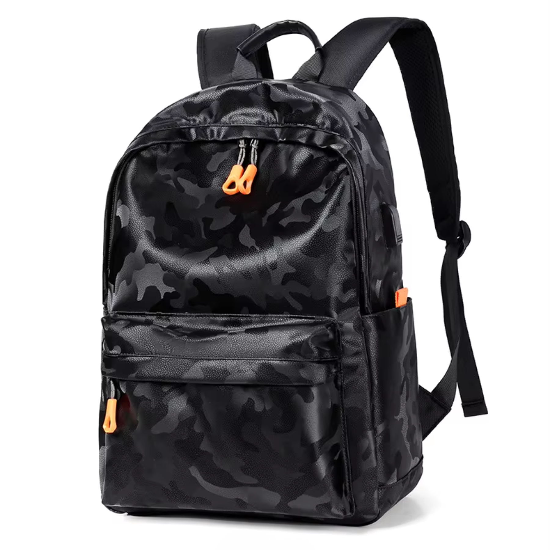 Mochila infantil camuflada SelvaSchool vista frontal, 44×32×14 cm