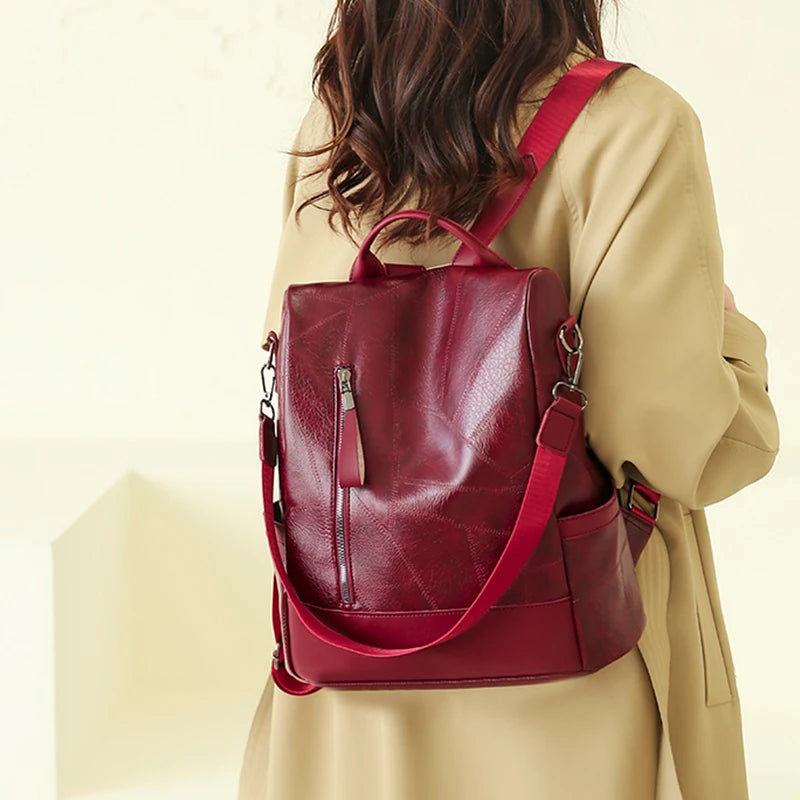 ChicShield - Bolsa / Mochila de ombro em couro [Mochila Feminina] - ChicShield - Bolsa / Mochila de ombro em couro My Store 