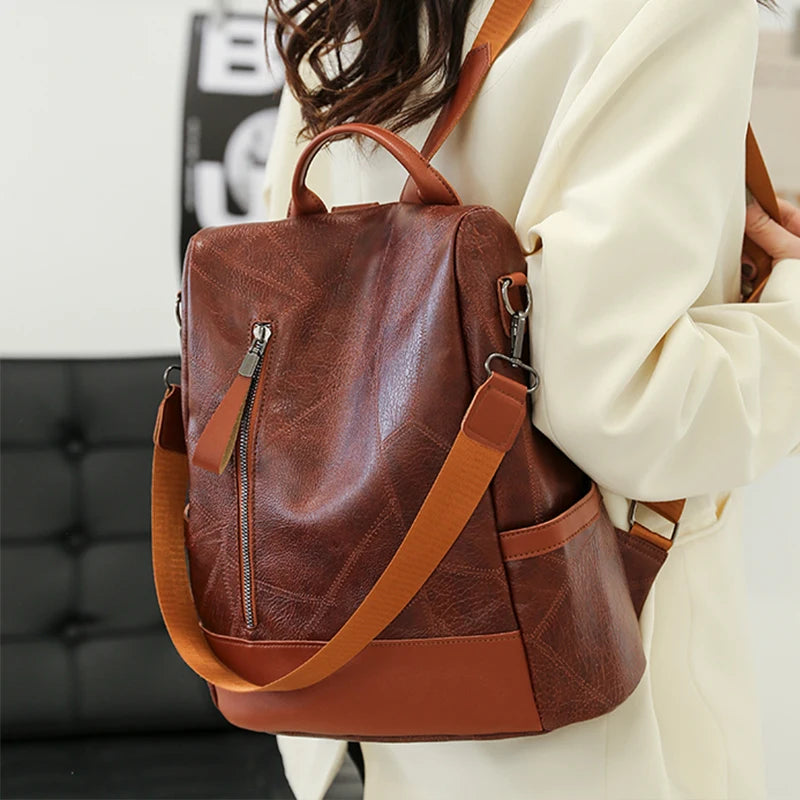 ChicShield - Bolsa / Mochila de ombro em couro [Mochila Feminina] - ChicShield - Bolsa / Mochila de ombro em couro My Store 