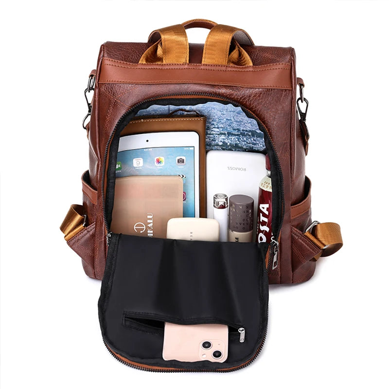 ChicShield - Bolsa / Mochila de ombro em couro [Mochila Feminina] - ChicShield - Bolsa / Mochila de ombro em couro My Store 
