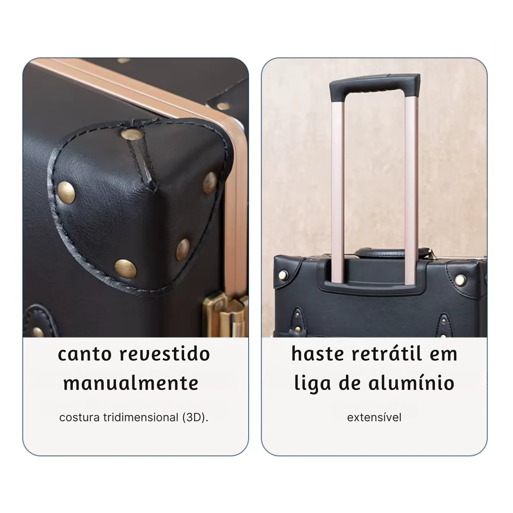 Kit Malas De Viagem Feminina BelleVoyag � PU Premium, TSA e Rodas 360�