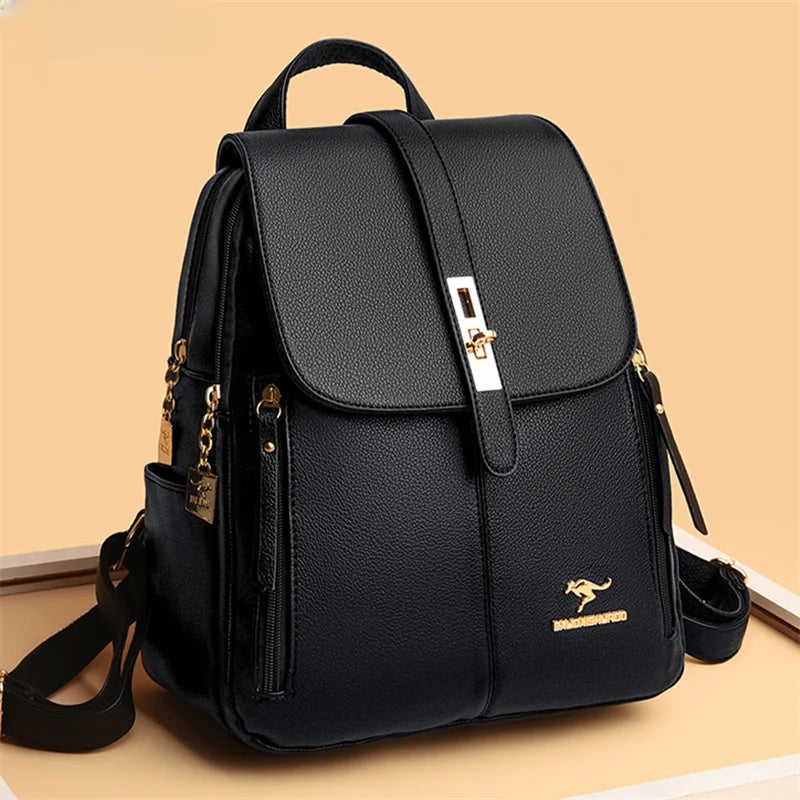 KMFFLY - Mochila Feminina Couro Fashion Escola Faculdade Impermeável [Mochila Feminina] - KMFFLY - Mochila Feminina Couro Fashion Escola Faculdade Impermeável Bagagem Vip 