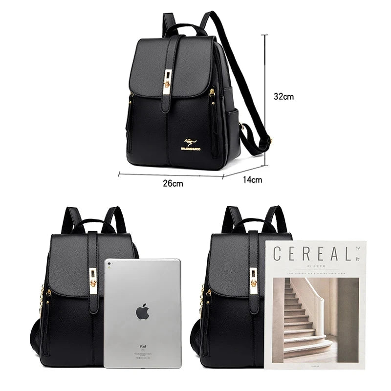 KMFFLY - Mochila Feminina Couro Fashion Escola Faculdade Impermeável [Mochila Feminina] - KMFFLY - Mochila Feminina Couro Fashion Escola Faculdade Impermeável Bagagem Vip 