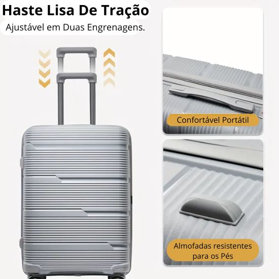 LockGlide - Conjunto de Malas de Viagem [Mala Com Rodinha/Viagem] - LockGlide - Conjunto de Malas de Viagem Bagagem Vip 