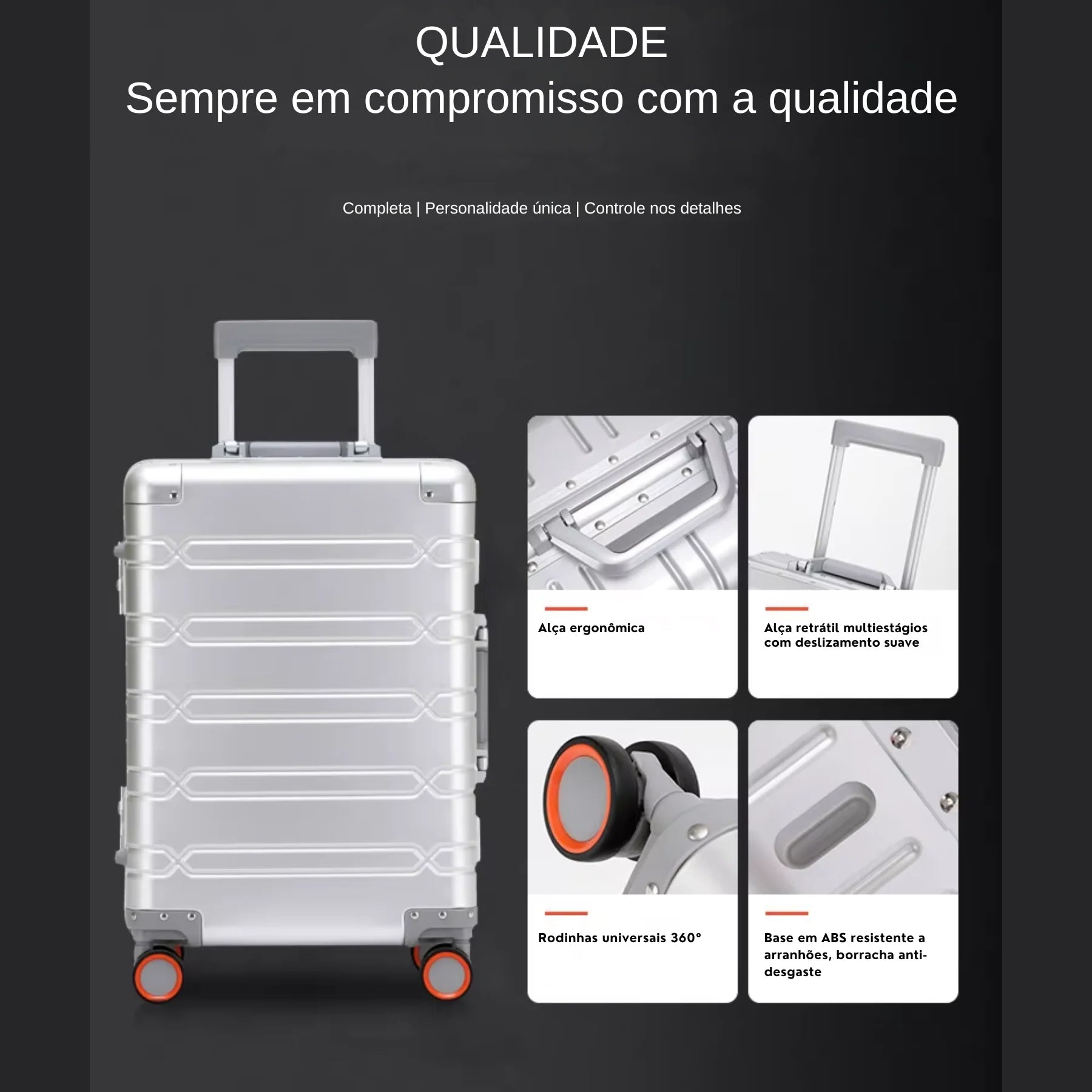 Mala de Viagem AeroTrek Alum�nio e Magn�sio � Bagagem de M�o com Rodinhas 360�