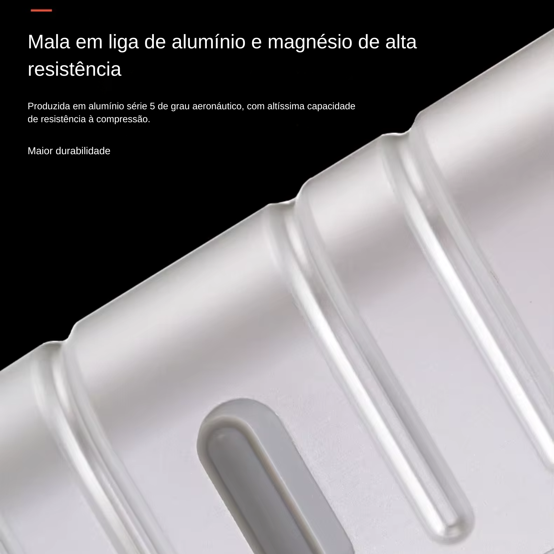 Detalhe do cadeado TSA 007 integrado na mala AeroTrek prata
