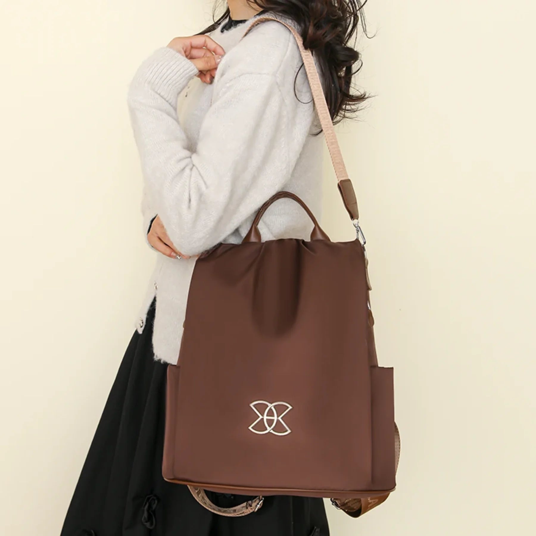 Mochila Bolsa Feminina StyleClass Marrom + 2 Carteiras