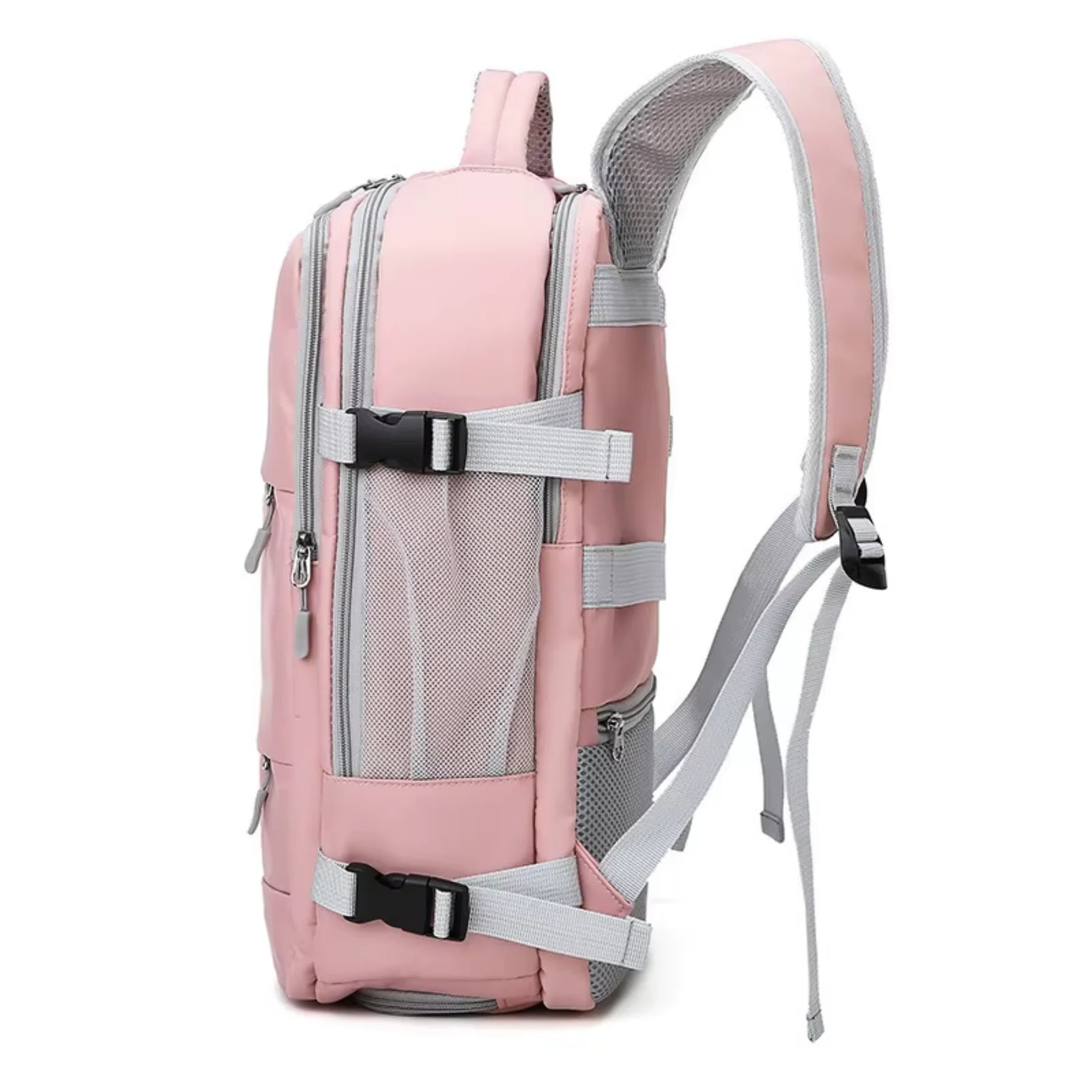 Mochila de Viagem Feminina TravelDream Rosa com USB e Porta-Notebook