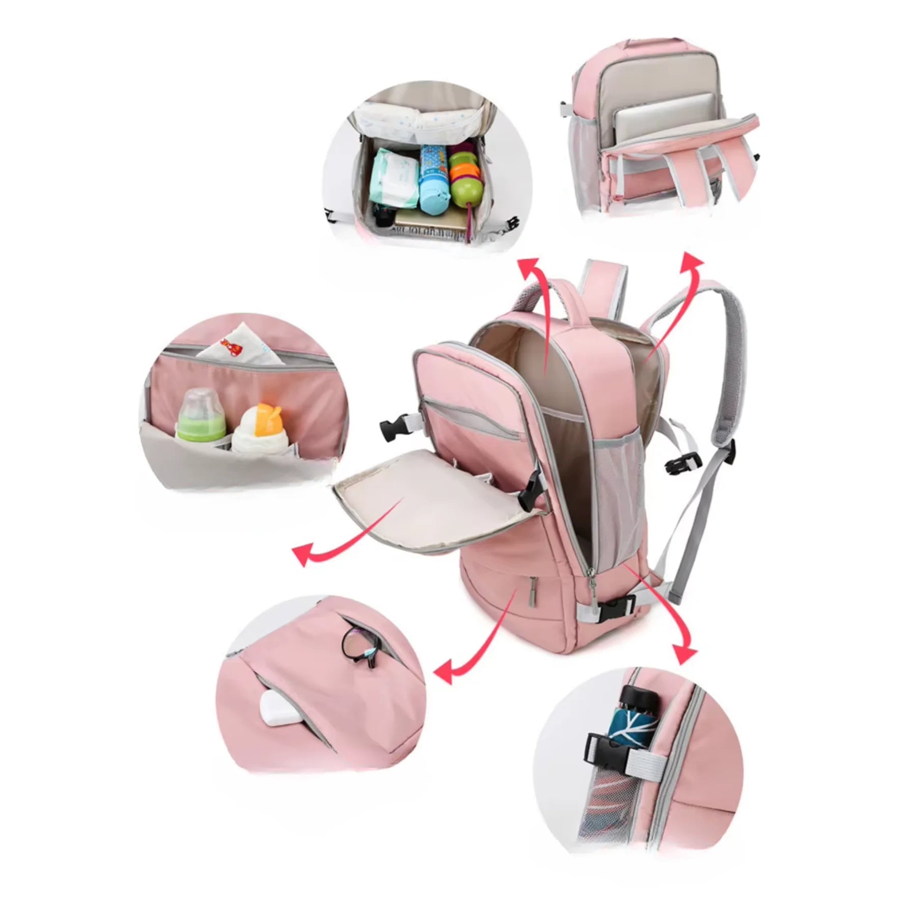 Mochila de Viagem Feminina TravelDream Rosa com USB e Porta-Notebook