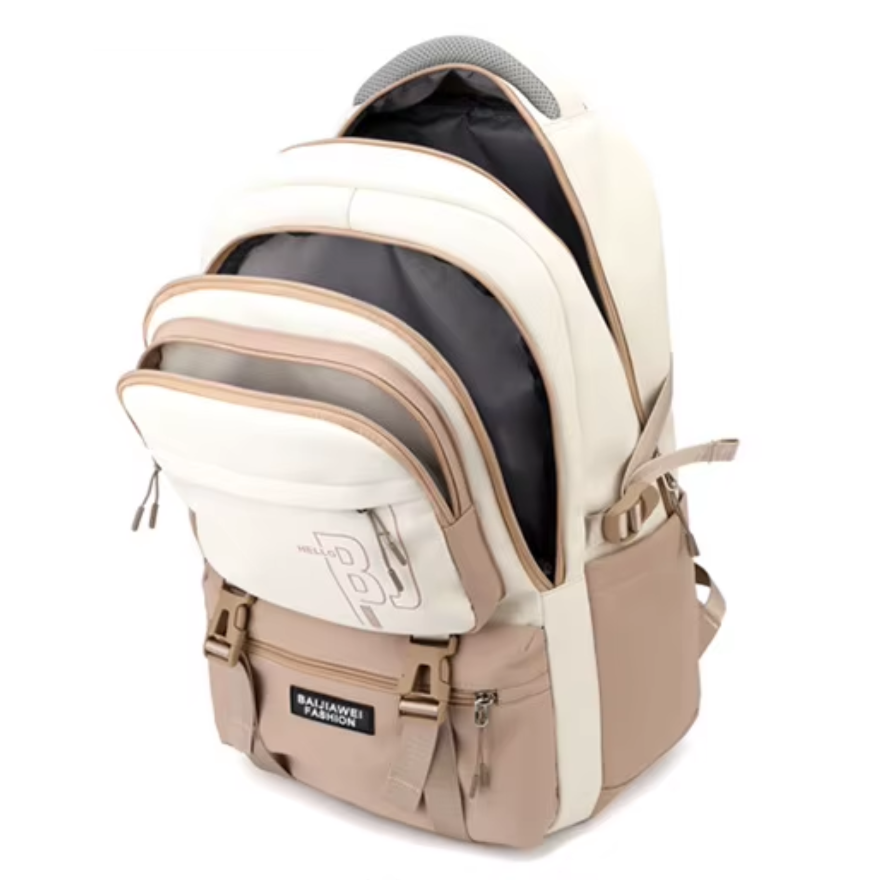 Mochila escolar feminina bege impermeável para estudantes do ensino médio