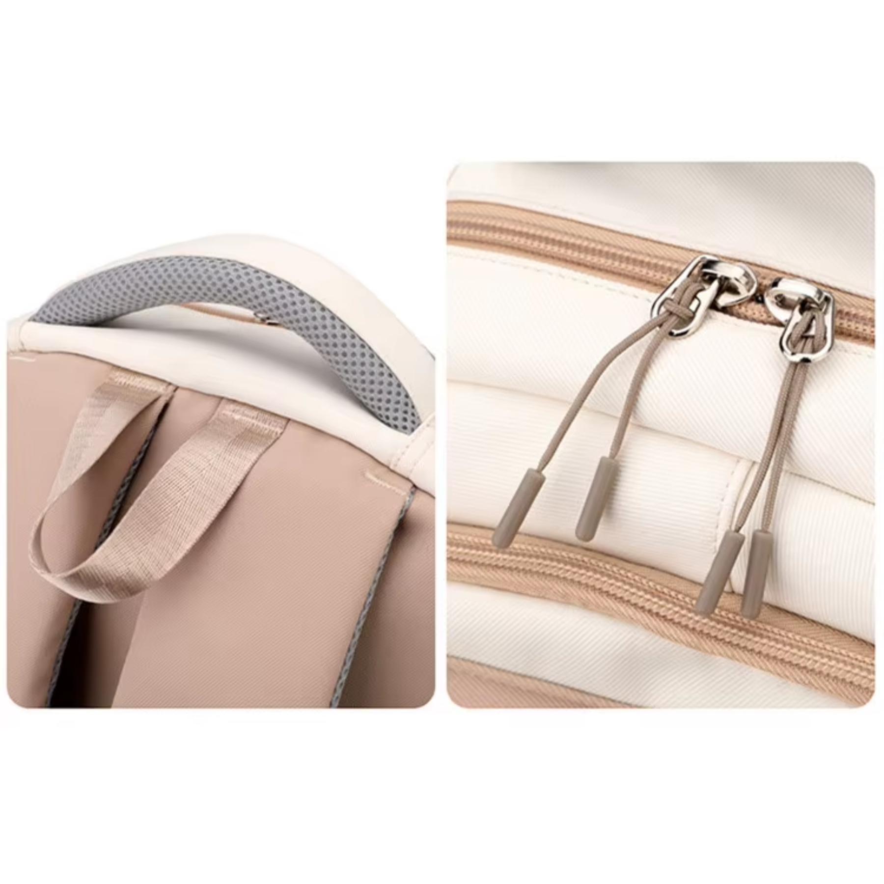 Mochila bege premium feminina com amplo espaço interno