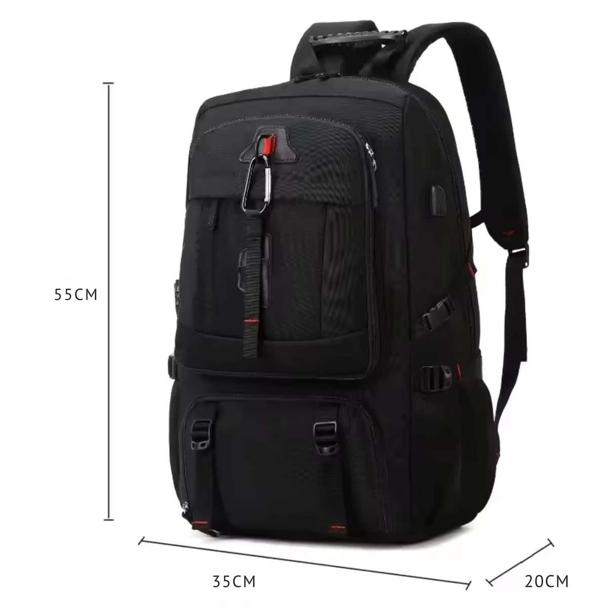 Capacidade real para roupas, notebook e sapatos separados
