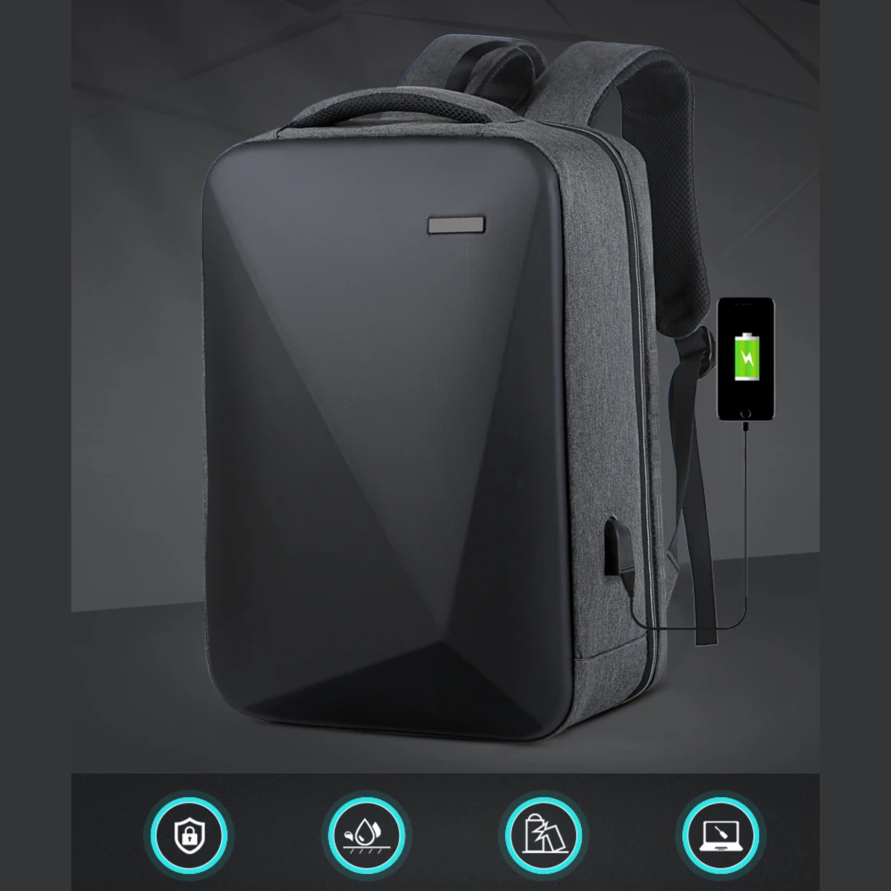 Tecido Oxford resistente e durável da mochila TechGuard cinza