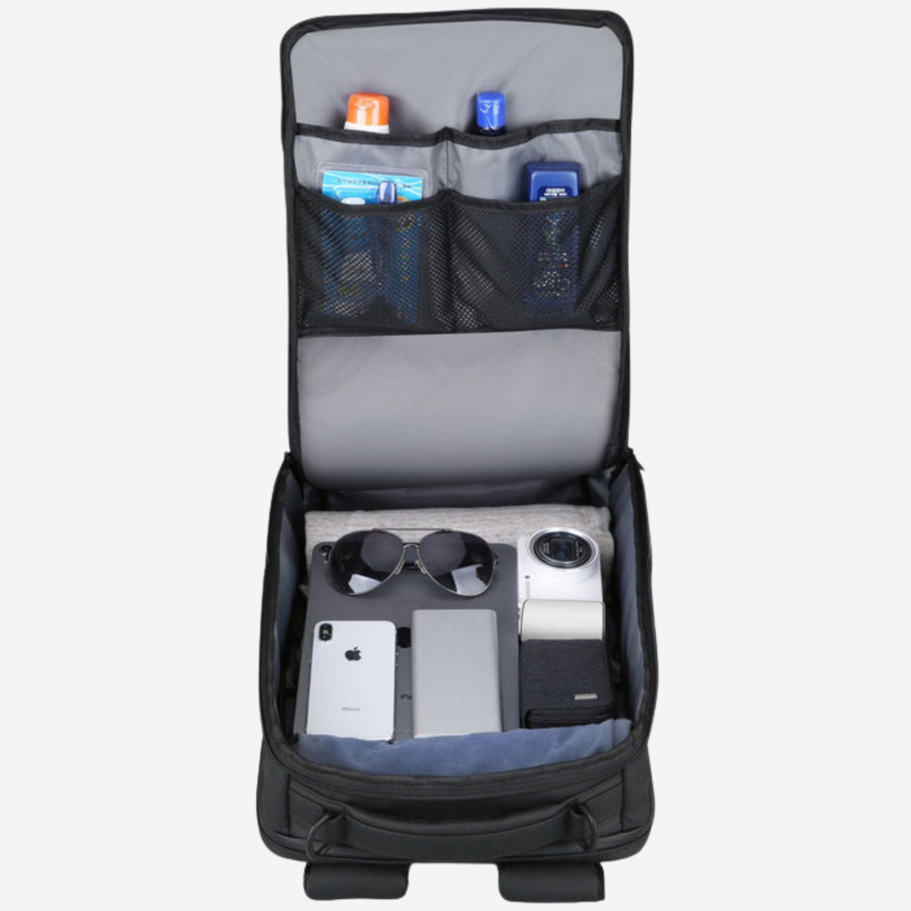 Zíper duplo reforçado mochila preta executiva masculina