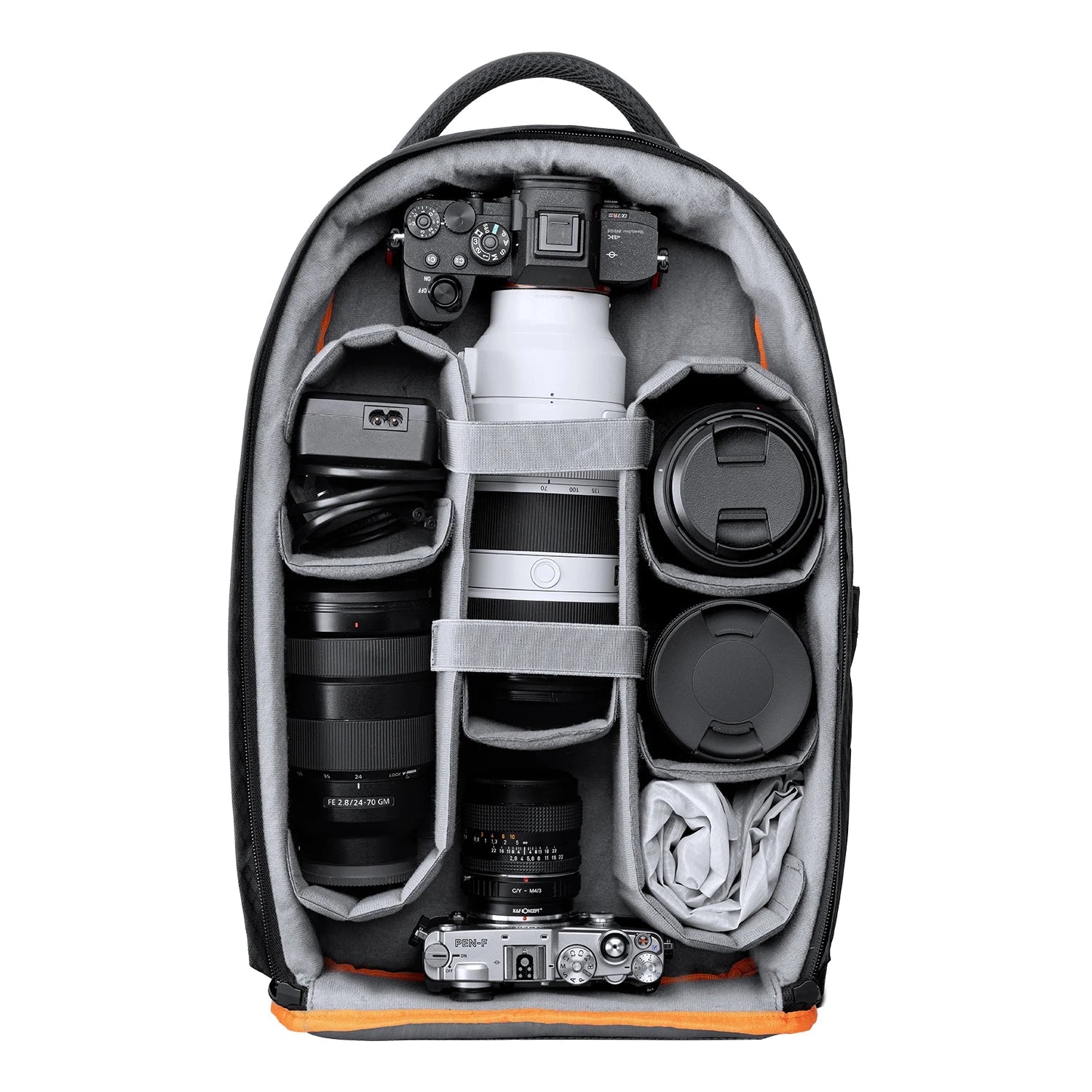 Mochila SnapGear preta 18 litros com divisórias ajustáveis para câmeras e lentes