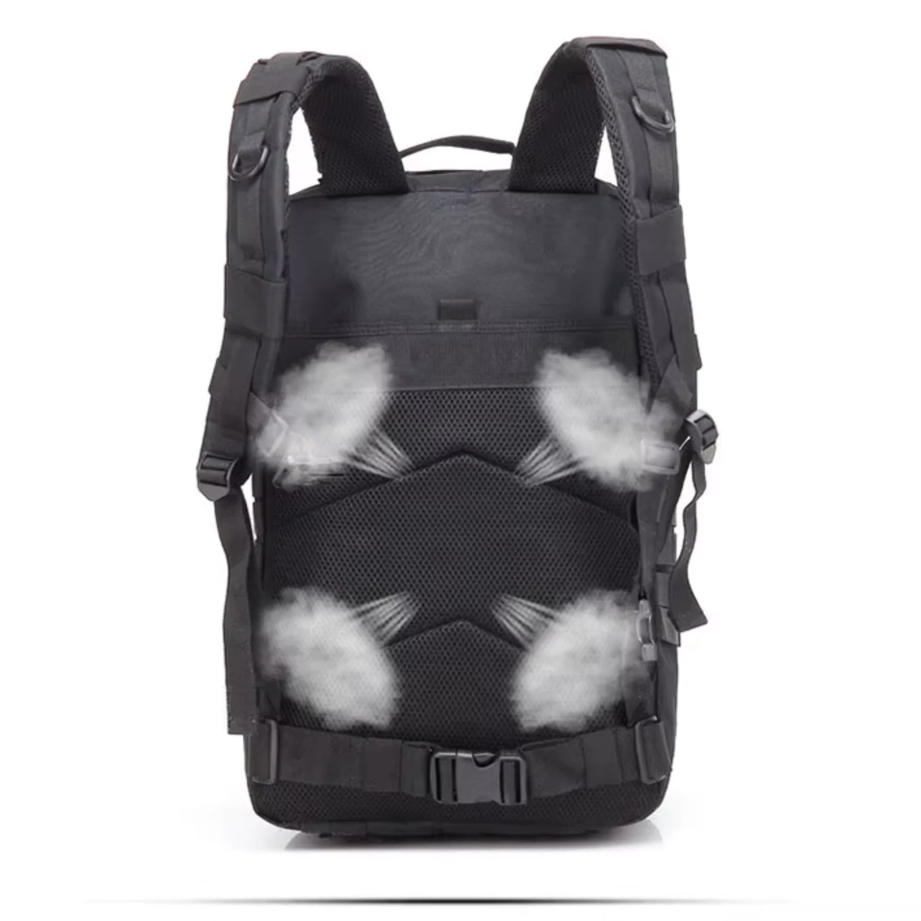 Fecho frontal robusto da mochila tática preta 50L com fivela de alta resistência