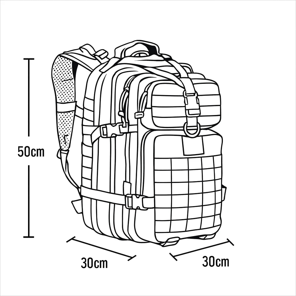 Mochila Tática Militar TactiGear Max Preta 50L Resistente