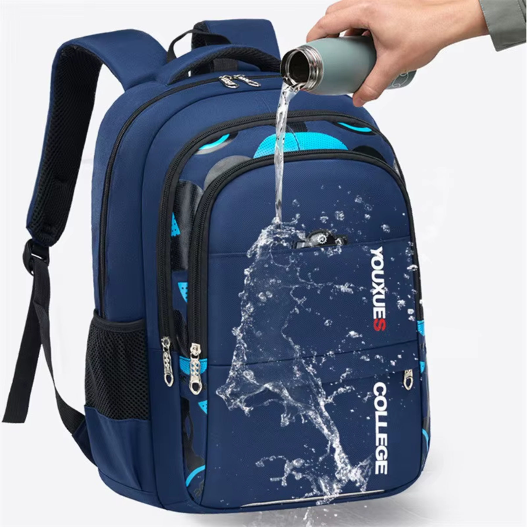 Mochila escolar azul com alças ajustáveis e acolchoadas para conforto diário