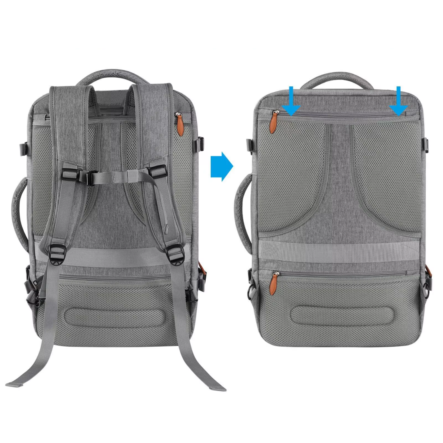Mochila cinza masculina com compartimento interno acolchoado para notebook