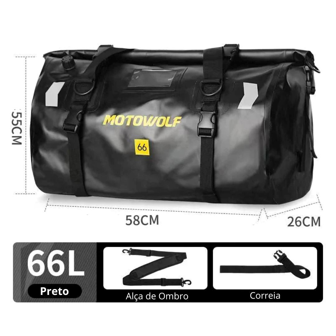 Motowolf - Bolsa Para Motocicleta Impermeável Com Grande Capacidade 66L [Bolsa / Mala de Moto] - Motowolf - Bolsa Para Motocicleta Impermeável Com Grande Capacidade 66L Bagagem Vip Preto 