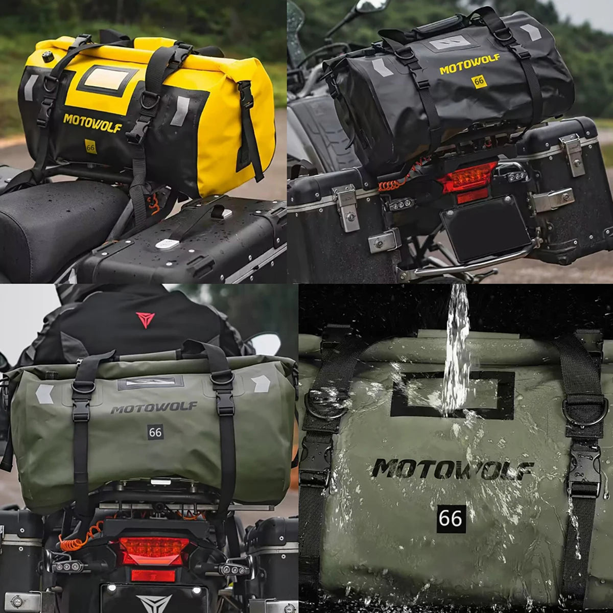 Motowolf - Bolsa Para Motocicleta Impermeável Com Grande Capacidade 66L [Bolsa / Mala de Moto] - Motowolf - Bolsa Para Motocicleta Impermeável Com Grande Capacidade 66L Bagagem Vip 
