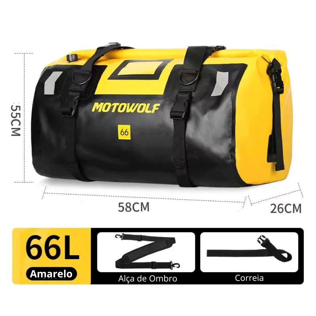 Motowolf - Bolsa Para Motocicleta Impermeável Com Grande Capacidade 66L [Bolsa / Mala de Moto] - Motowolf - Bolsa Para Motocicleta Impermeável Com Grande Capacidade 66L Bagagem Vip Amarelo 