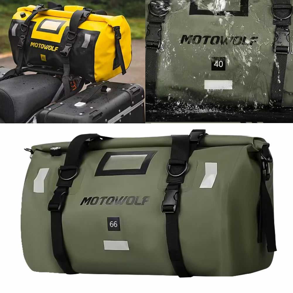 Motowolf - Bolsa Para Motocicleta Impermeável Com Grande Capacidade 66L [Bolsa / Mala de Moto] - Motowolf - Bolsa Para Motocicleta Impermeável Com Grande Capacidade 66L Bagagem Vip 