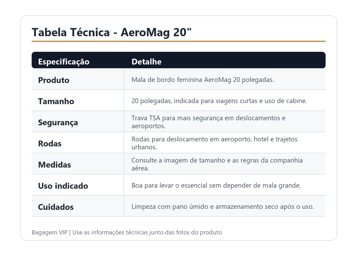 Especificações técnicas da AeroMag 20