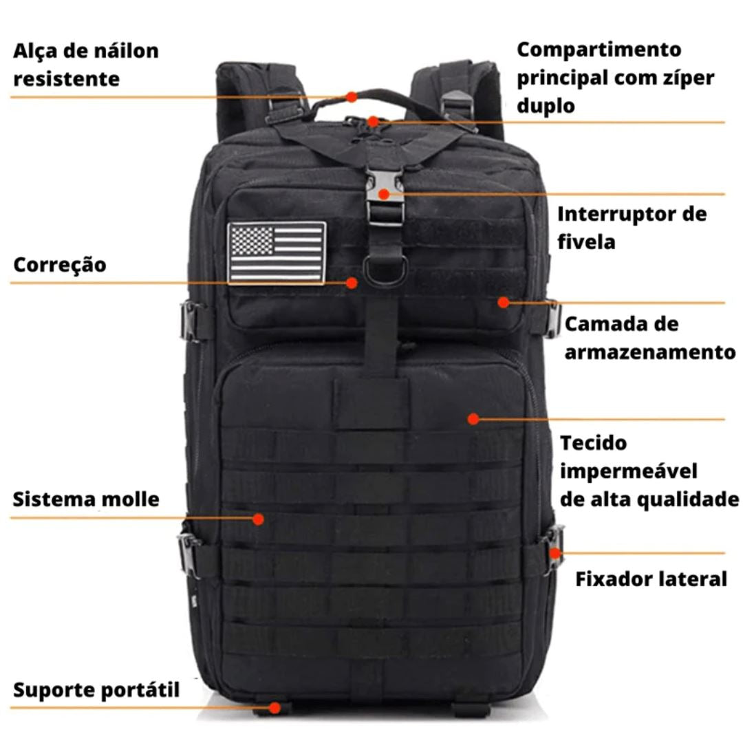 TactiGear Max - Mochila tática impermeável [Mochila Tatica] - TactiGear Max - Mochila tática impermeável Bagagem Vip 