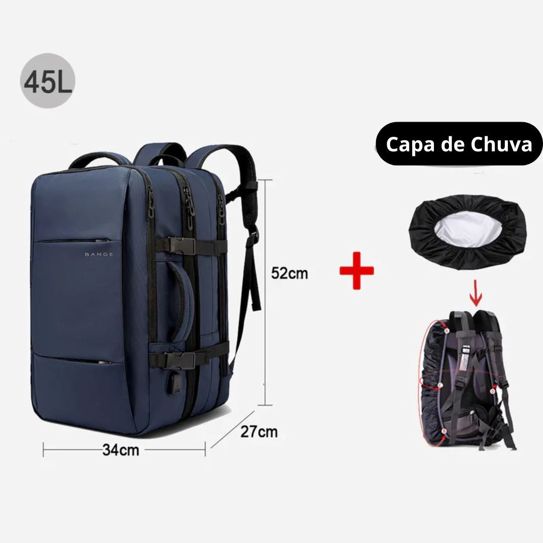TechVoyager Pro - Mochila de viagem Resistente a Água + 1 Capa de Chuva [Mochila de Viagem] -TechVoyager Pro - Mochila de viagem Resistente a Água Bagagem Vip 45L Azul 
