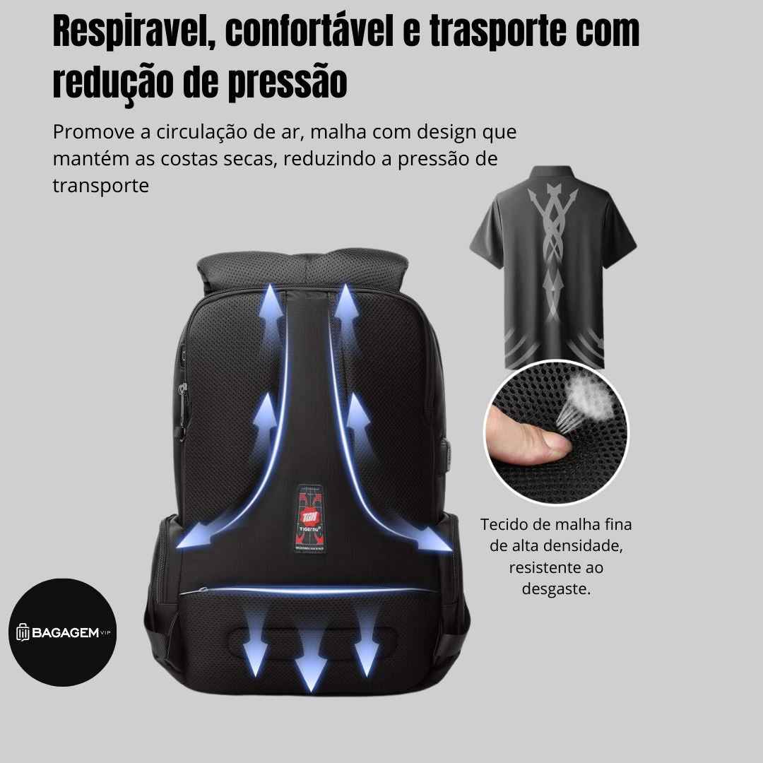 Alças acolchoadas e costas respiráveis para o dia todo