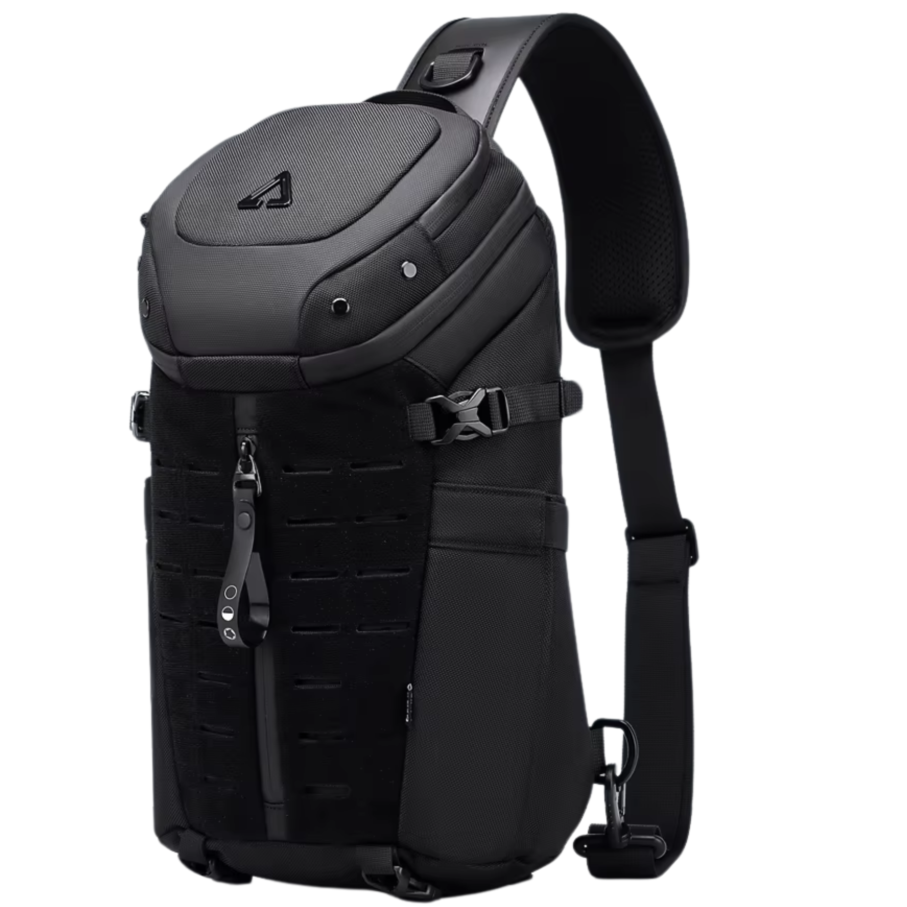 Bolsa transversal masculina Zyro preta vista frontal com design moderno